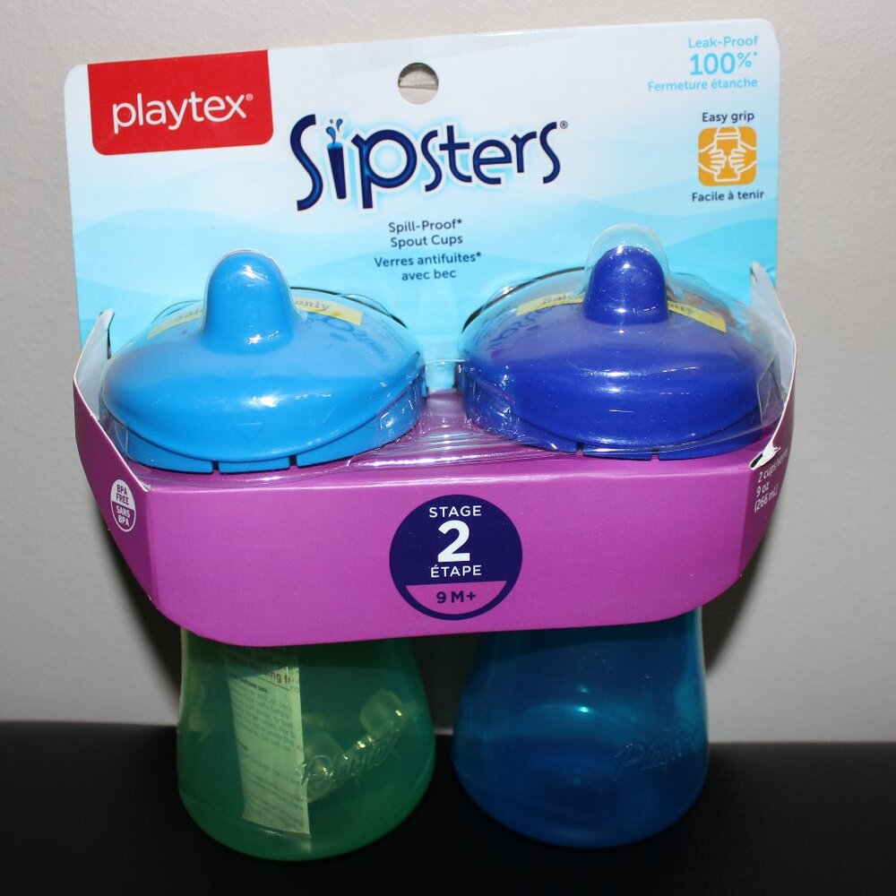 FREE WITH ANY BUY❤️Playtex Sipsters Stage 2 Spill-proof 2-pack sippy cups 9oz